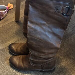 Frye Brown Leather Moto Boots